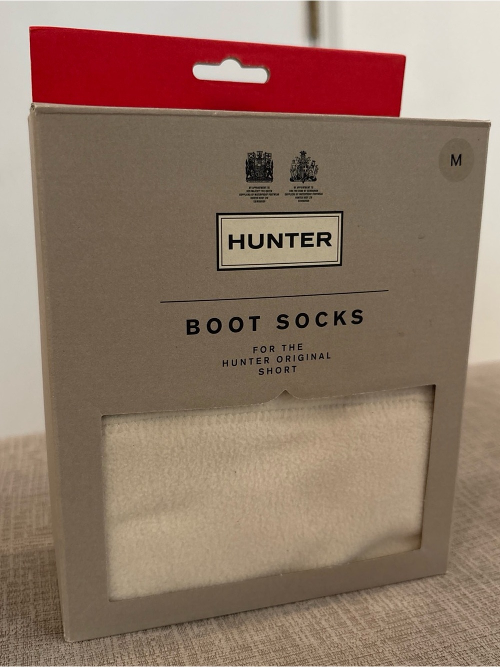 Hunter Fleece Cuff Short Boot Socks - For Hunter Original Short, Cream Size M